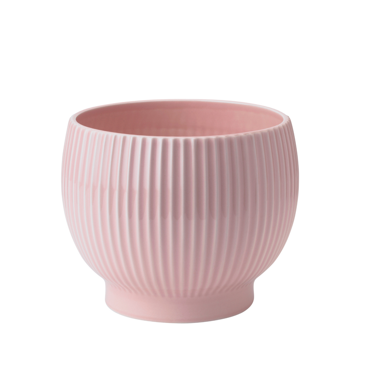 Knabstrup Ripple Flowerpot in rose, 5.7 in, glazed earthenware