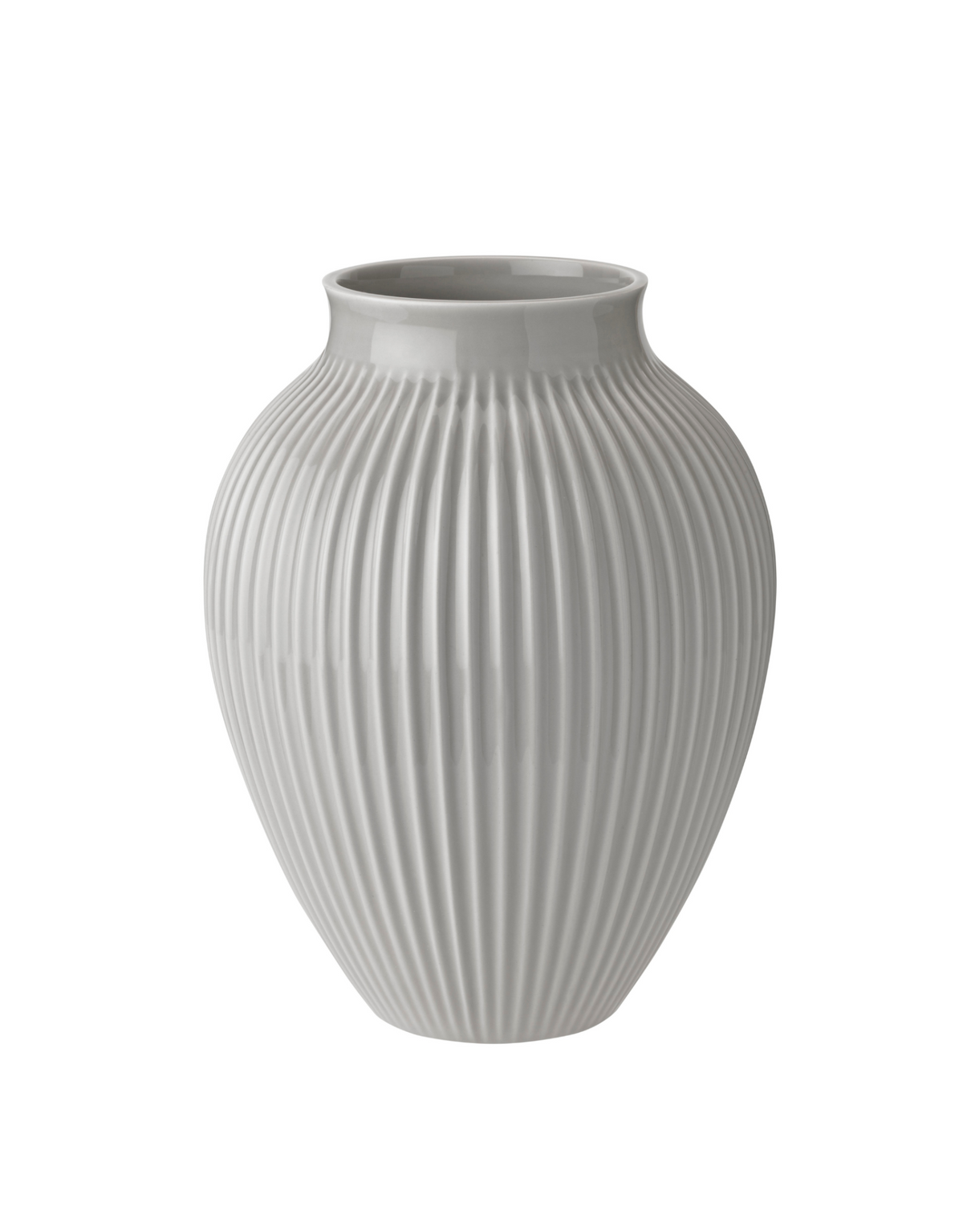 Knabstrup Ripple Vase in light gray, glazed earthenware