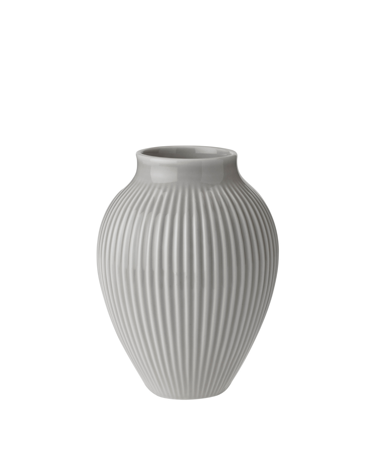 Knabstrup Ripple Vase in light gray, 4.9 in, glazed earthenware