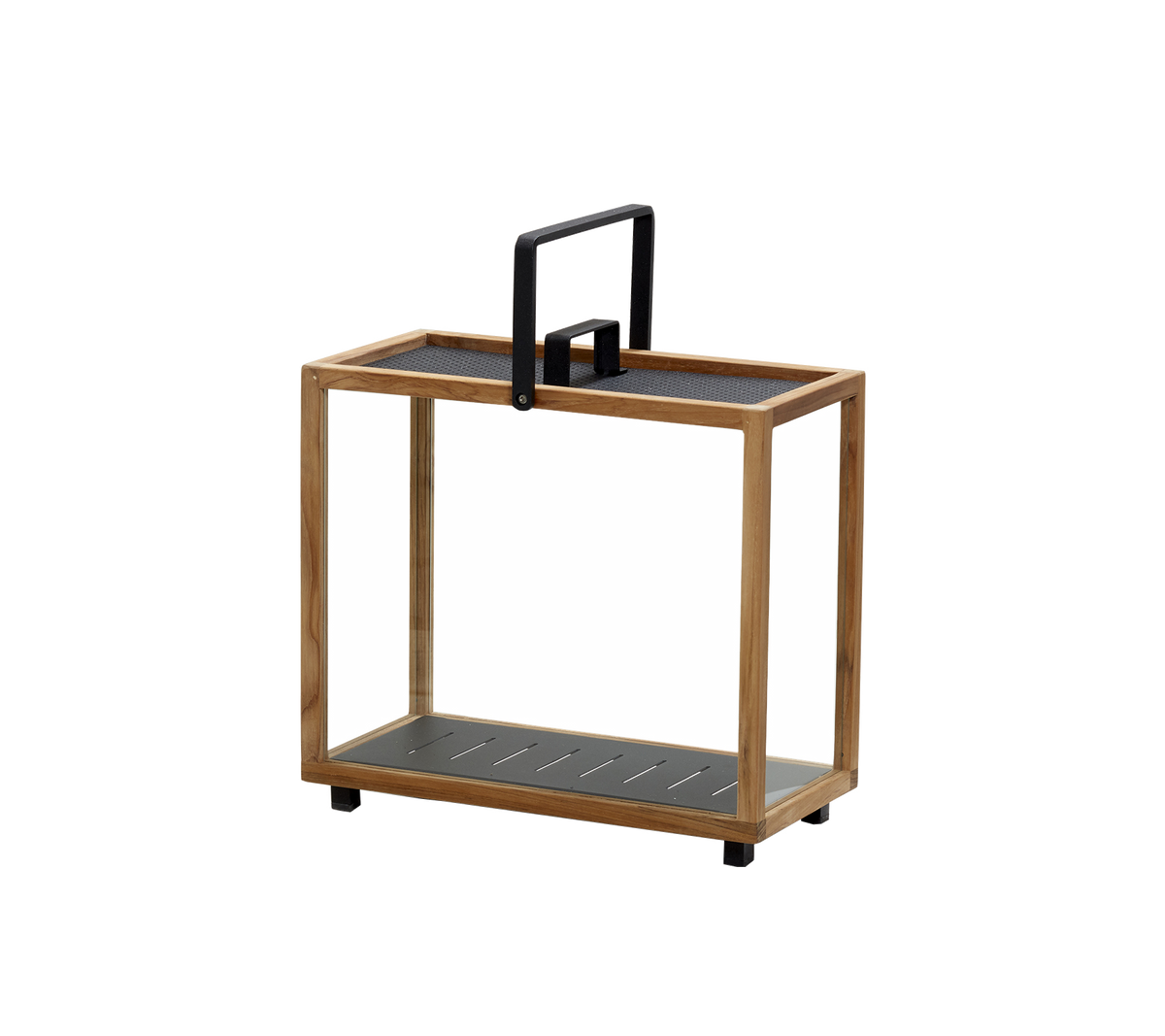 Cane-line Lighthouse Lantern Rectangular in Teak/Lava Grey, teak with aluminum and glass
