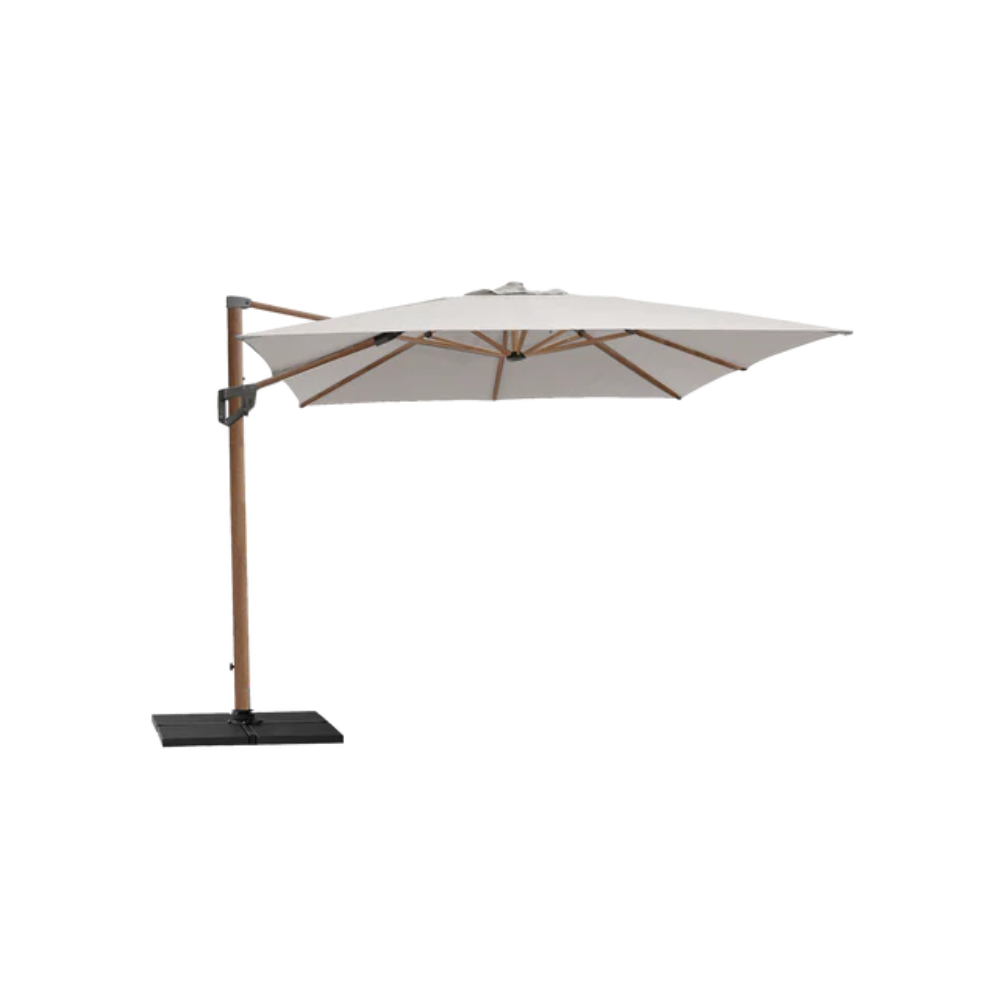 Cane-line Hyde Luxe Tilt Parasol, 10×10 Ft in Dusty White with Gray base