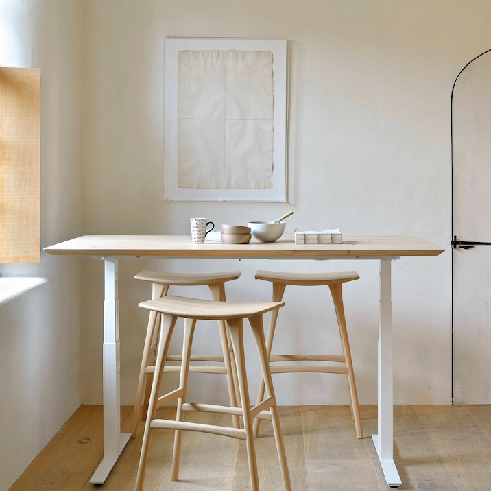 Ethnicraft Bok Adjustable Desk Table Top, FSC-certified solid wood furniture by Belgian brand