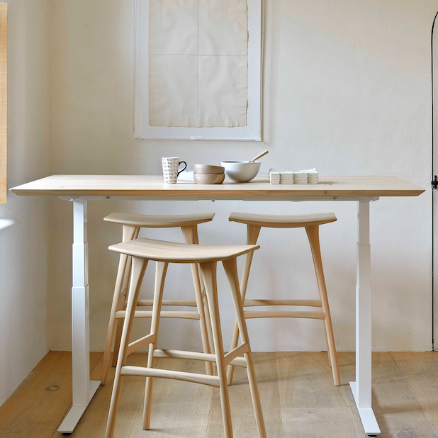 Ethnicraft Bok Adjustable Desk, FSC-certified solid wood furniture by Belgian brand