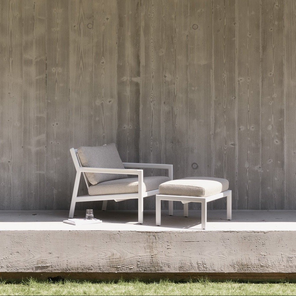 Ethnicraft Jack Outdoor Footstool with FSC-certified solid wood frame, Belgian design