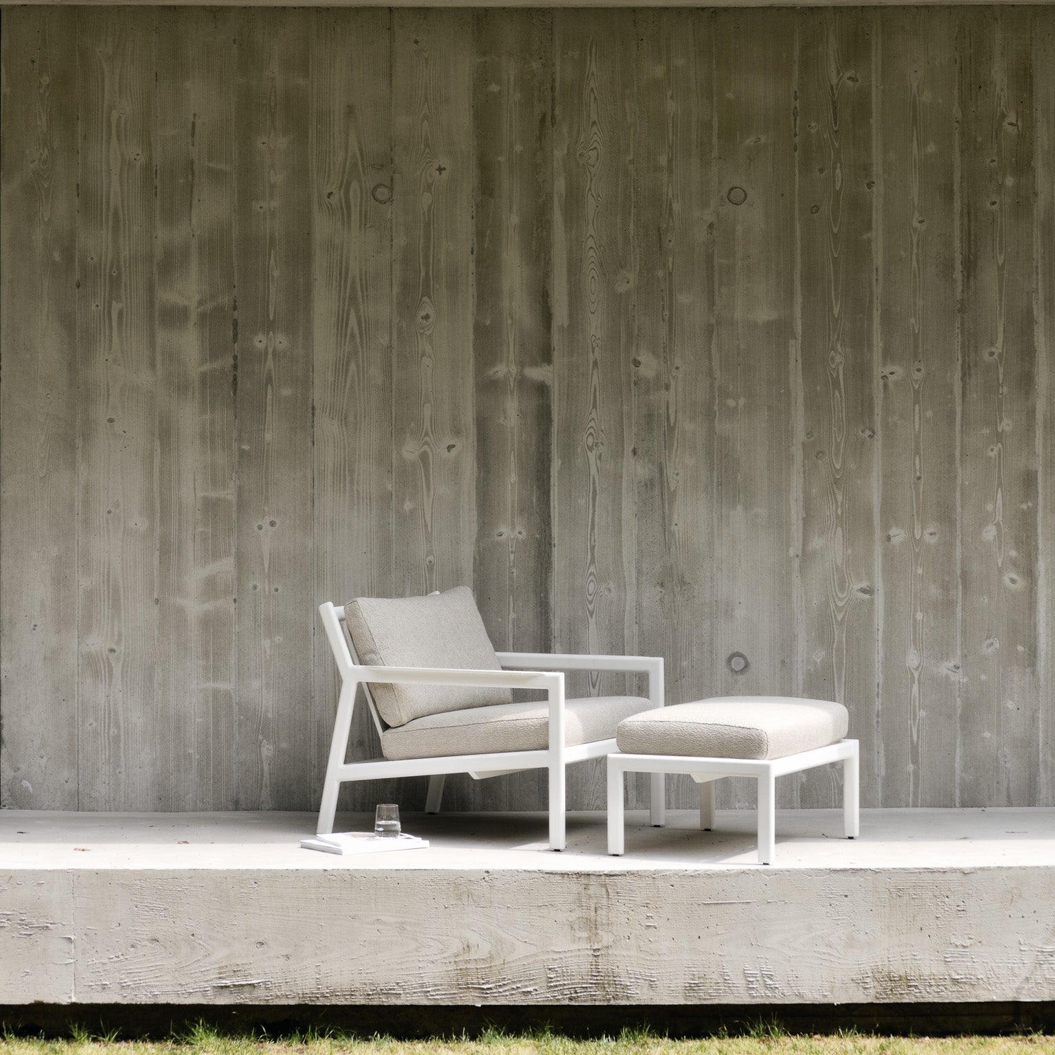 Ethnicraft Jack Outdoor Footstool with FSC-certified solid wood frame, Belgian design