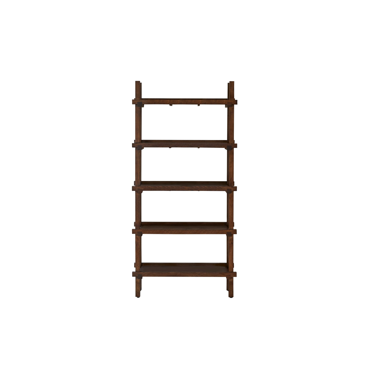 Tikamoon Arko dark mango bookcase styled in a living room