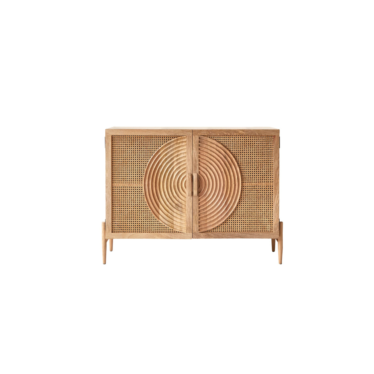 Tikamoon Sina mango and rattan sideboard in a styled dining space