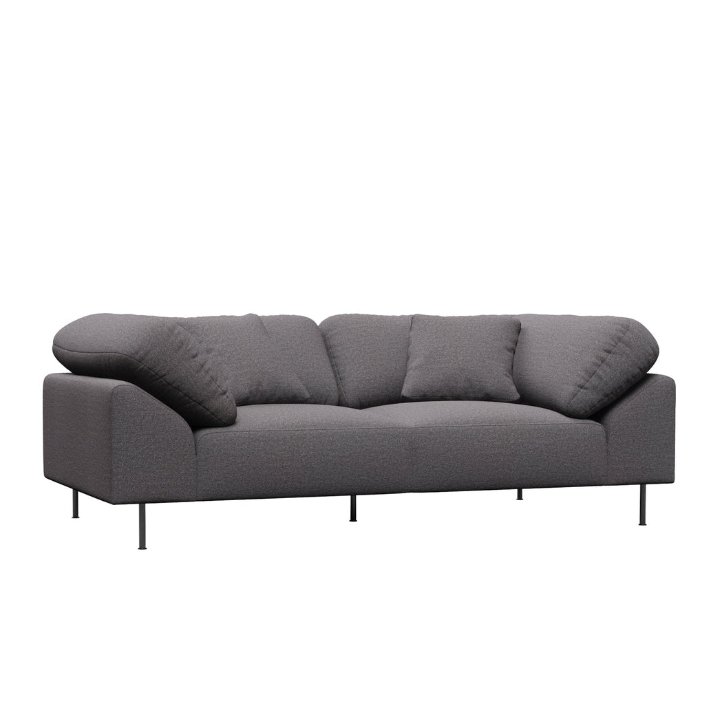 WOUD Collar 2 Seater Sofa in brown upholstered fabric on a wood frame designed by Yonoh studio, Danish design