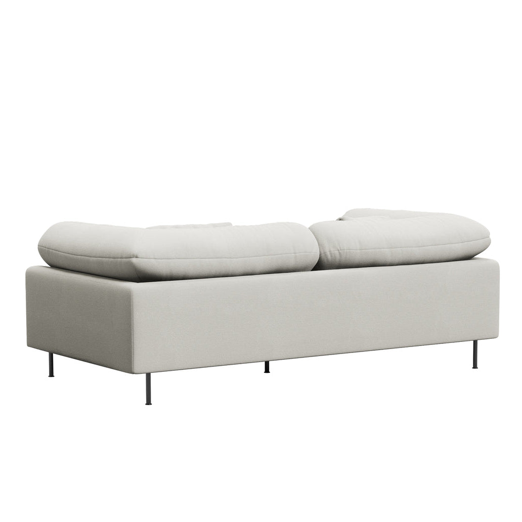 WOUD Collar 2 Seater Sofa in white upholstered fabric on a wood frame designed by Yonoh studio, Danish design