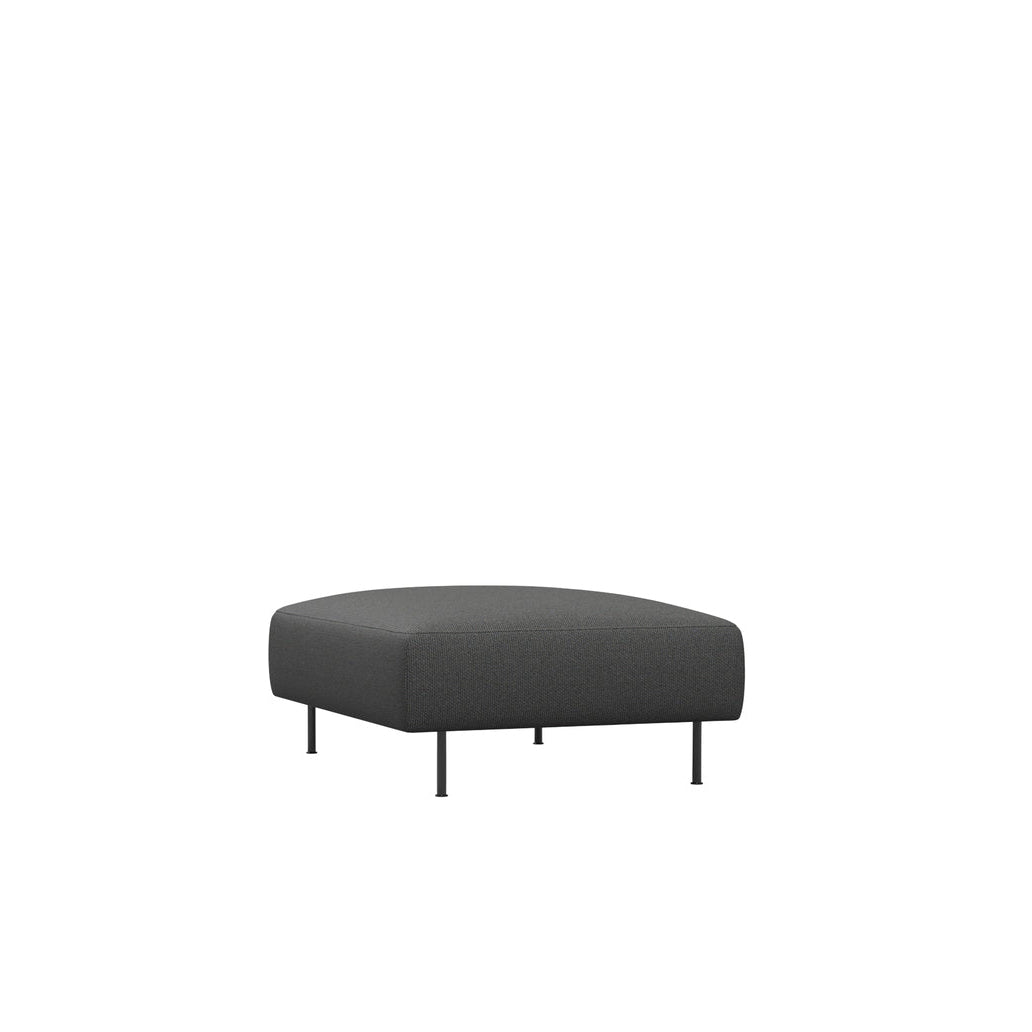 WOUD Collar Ottoman in grey upholstered fabric on a wood frame designed by Yonoh studio, Danish design
