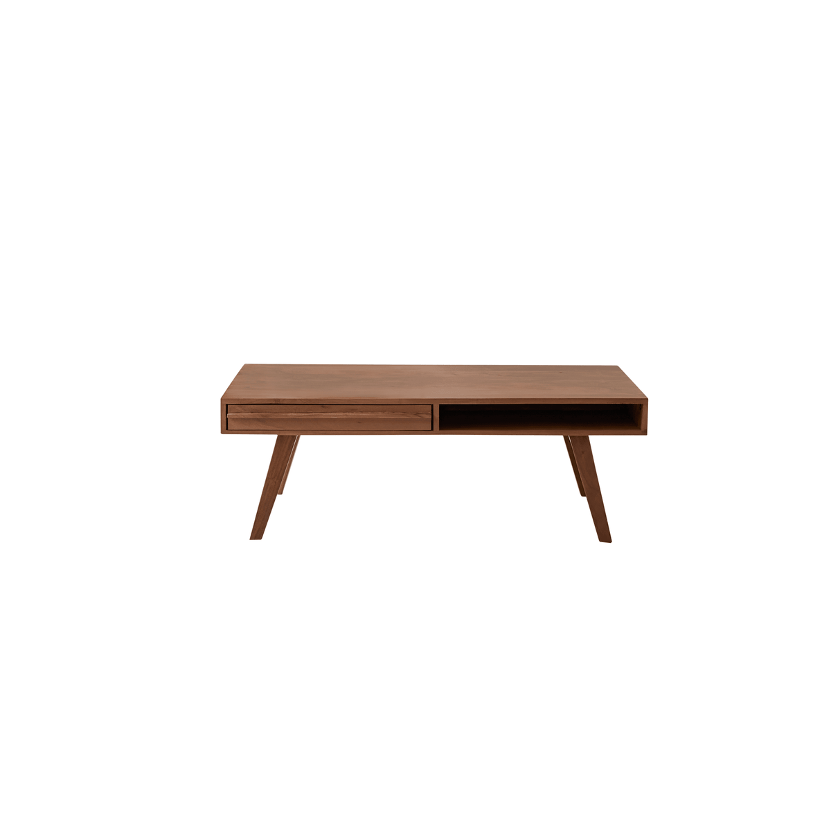 Tikamoon Niels acacia coffee table styled beside a sofa