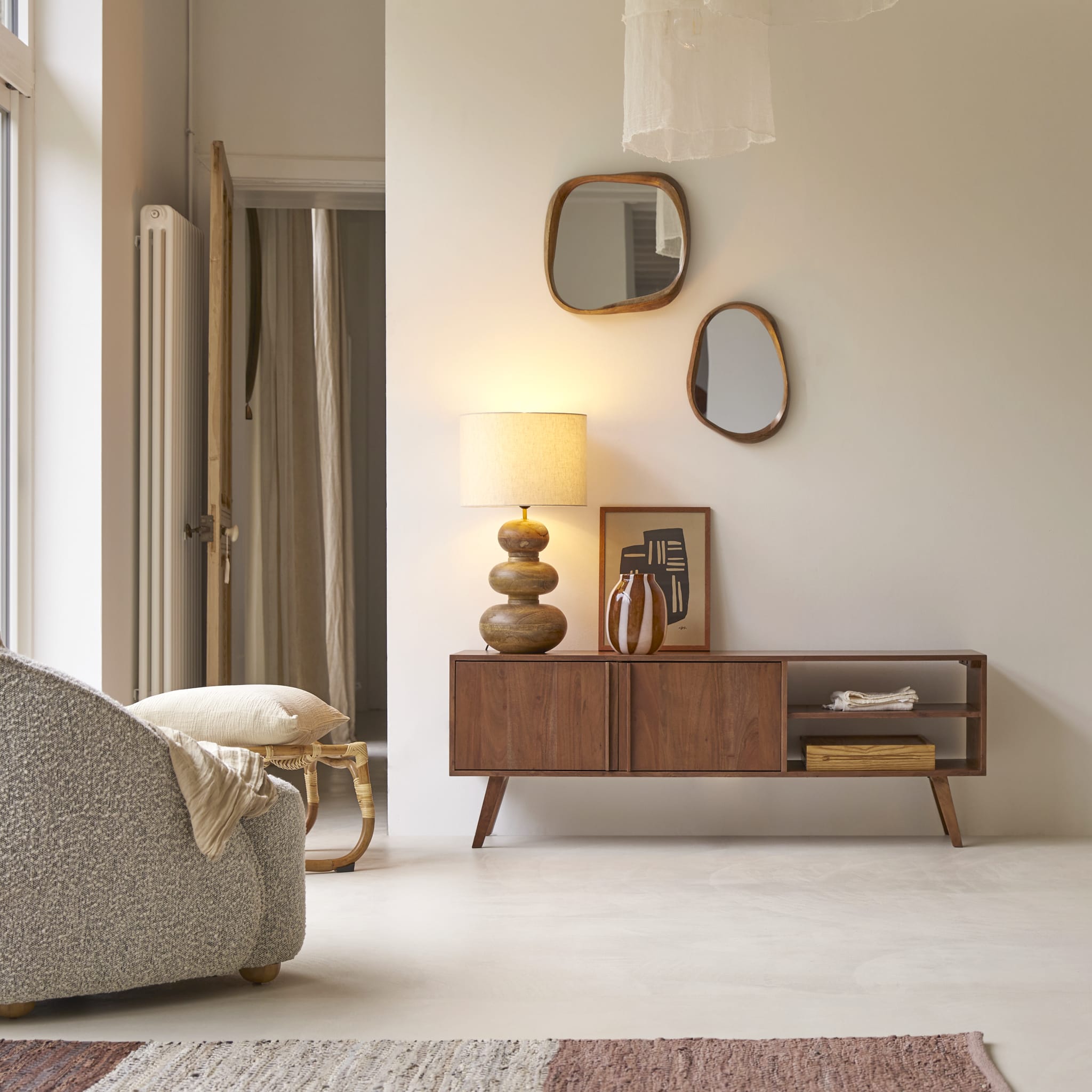 Tikamoon Niels TV stand in solid acacia wood