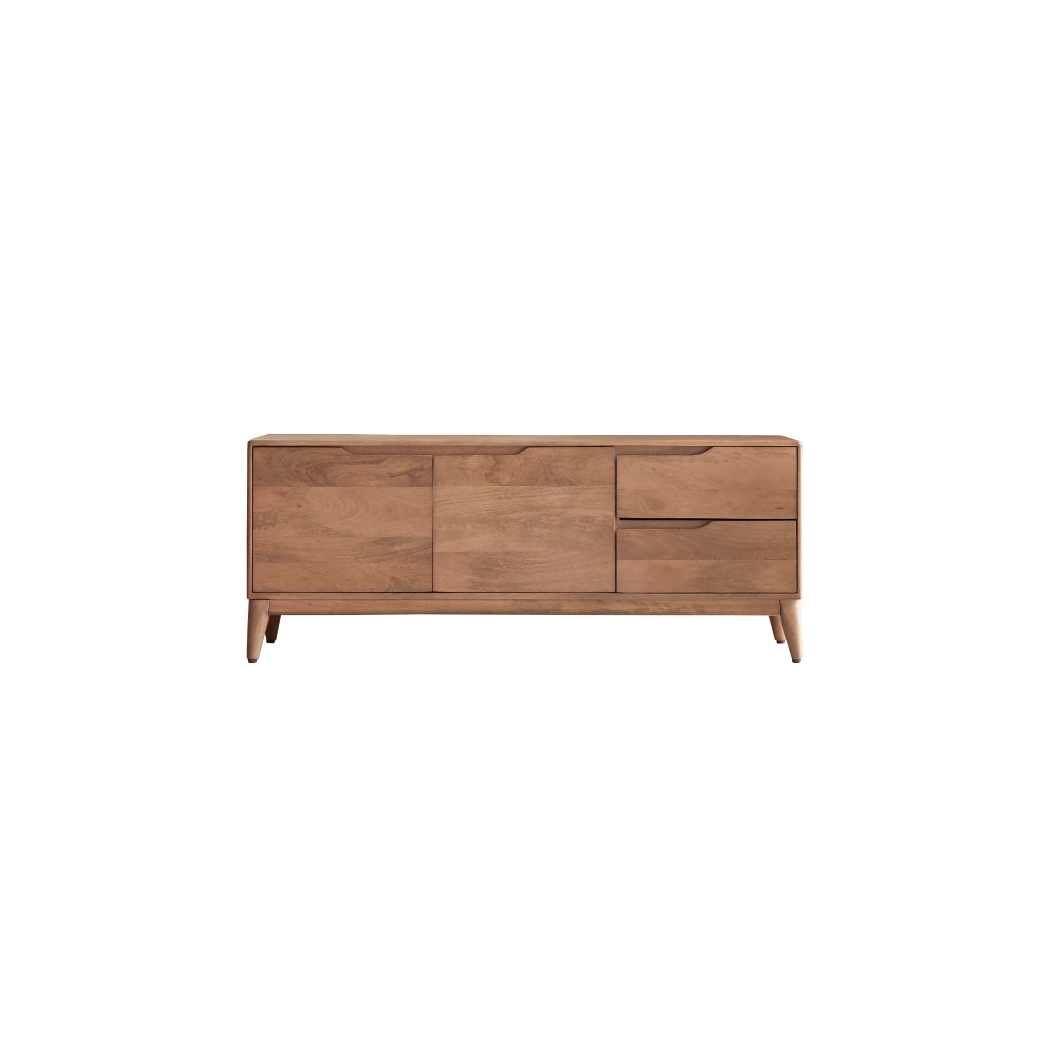 Close-up of drawer front and pull on the Tikamoon Gabrielle TV stand