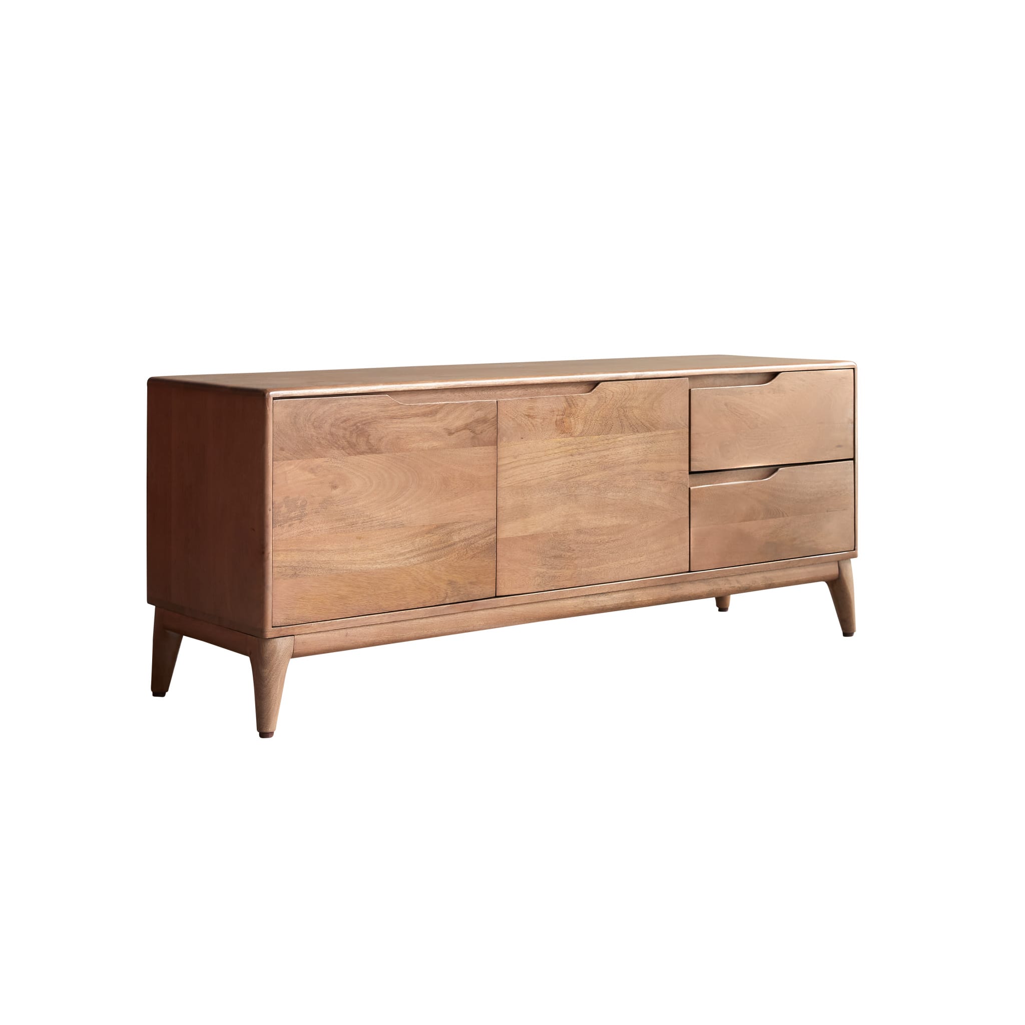 Close-up of mango wood grain on the Tikamoon Gabrielle TV stand