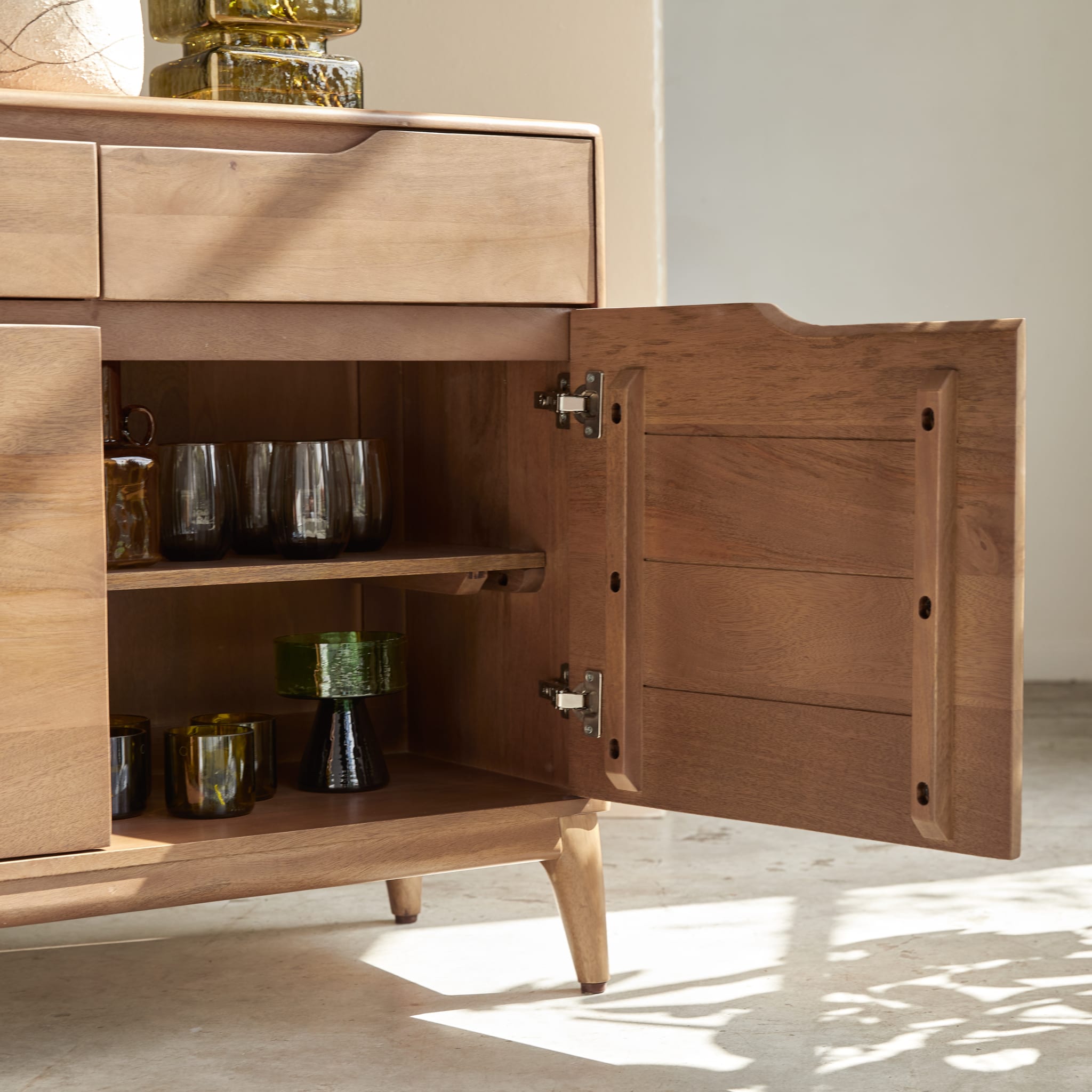 Tikamoon Gabrielle 39" sideboard in solid mango wood, rear view