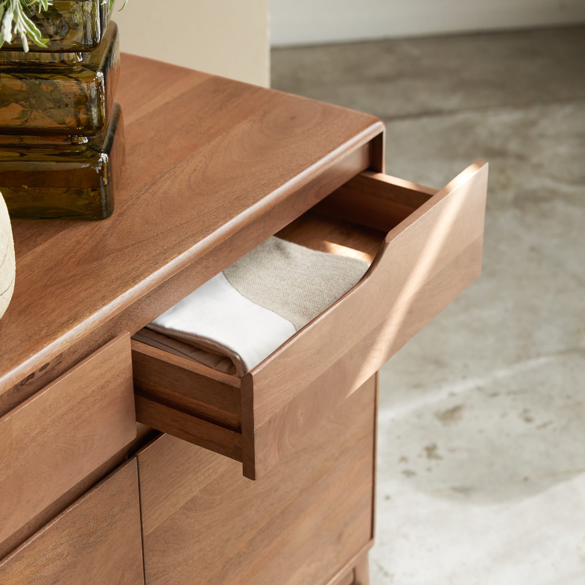 Tikamoon Gabrielle 59" sideboard in solid mango wood, side view