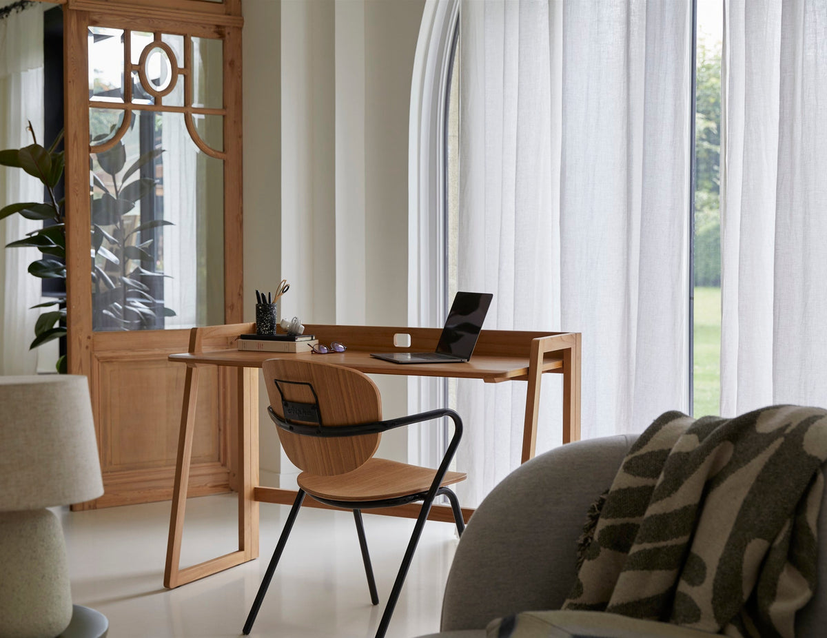 Tikamoon Philip desk in solid teak, corner view