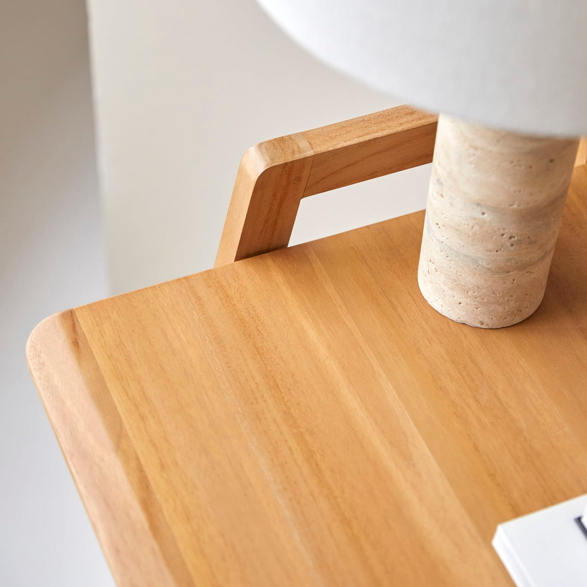 Tikamoon Philip foldable desk in solid teak, three-quarter view