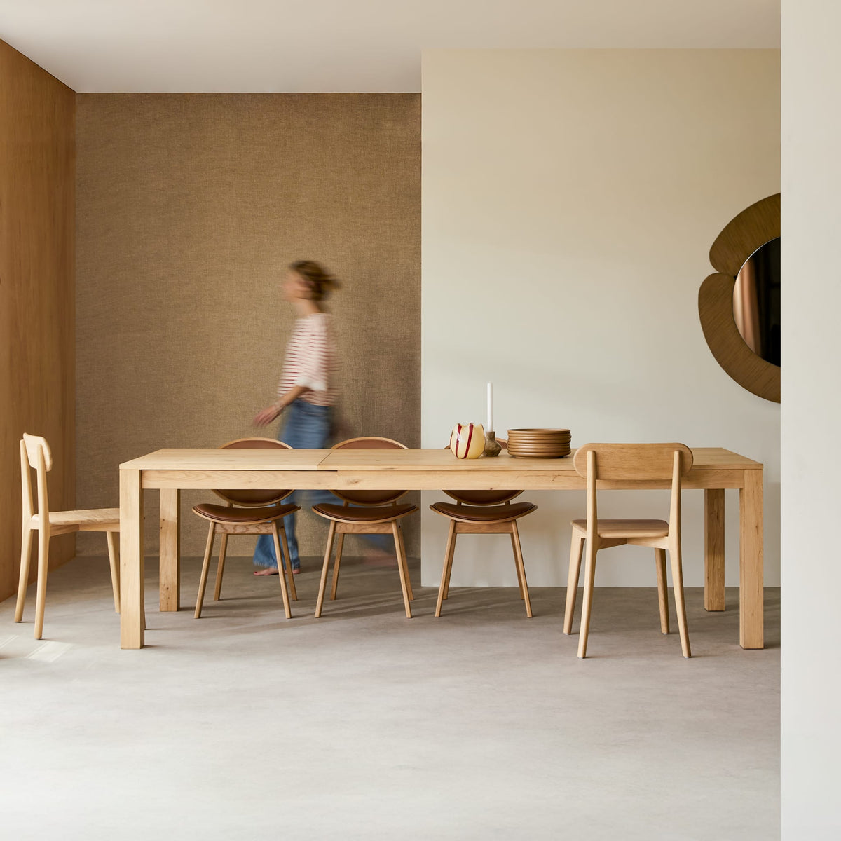 Tikamoon Eden extendable dining table in solid oak, alternate angle