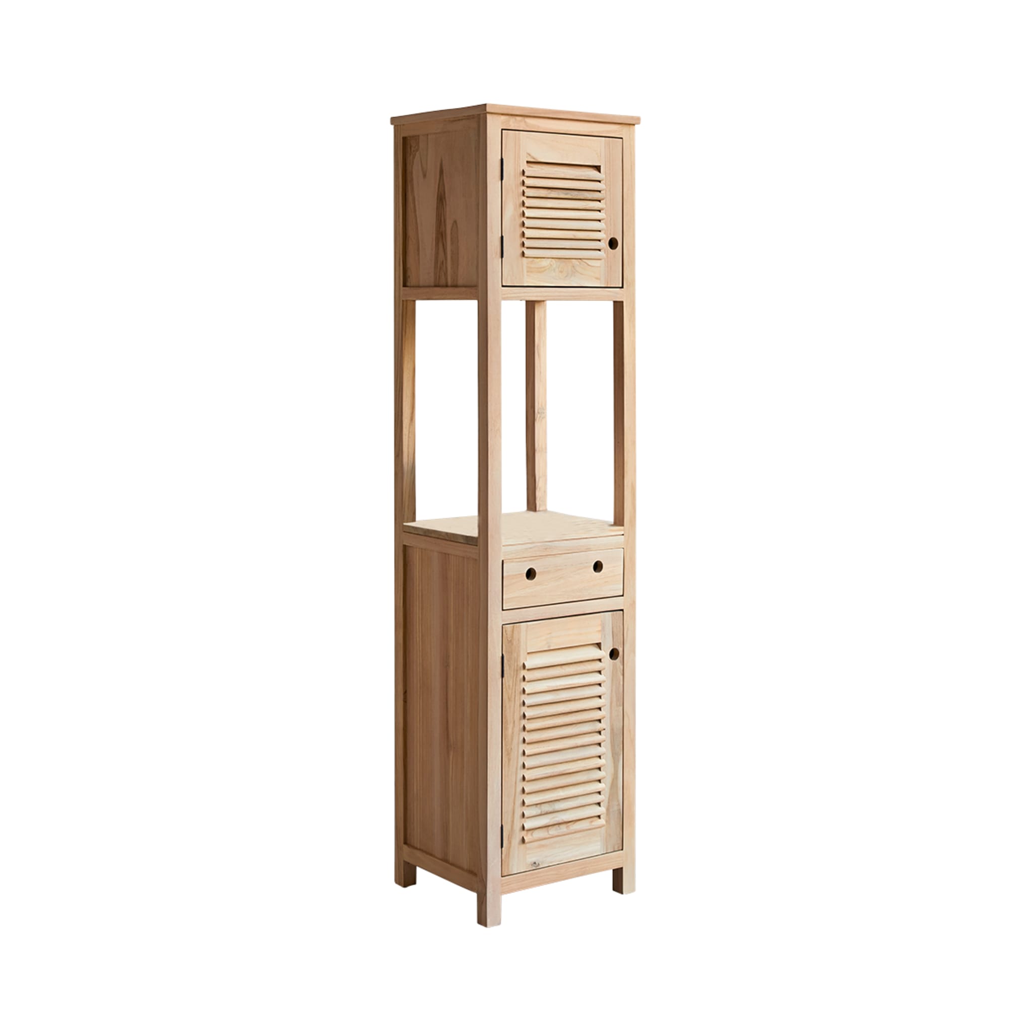 Coline teak bathroom cabinet, close-up of teak grain