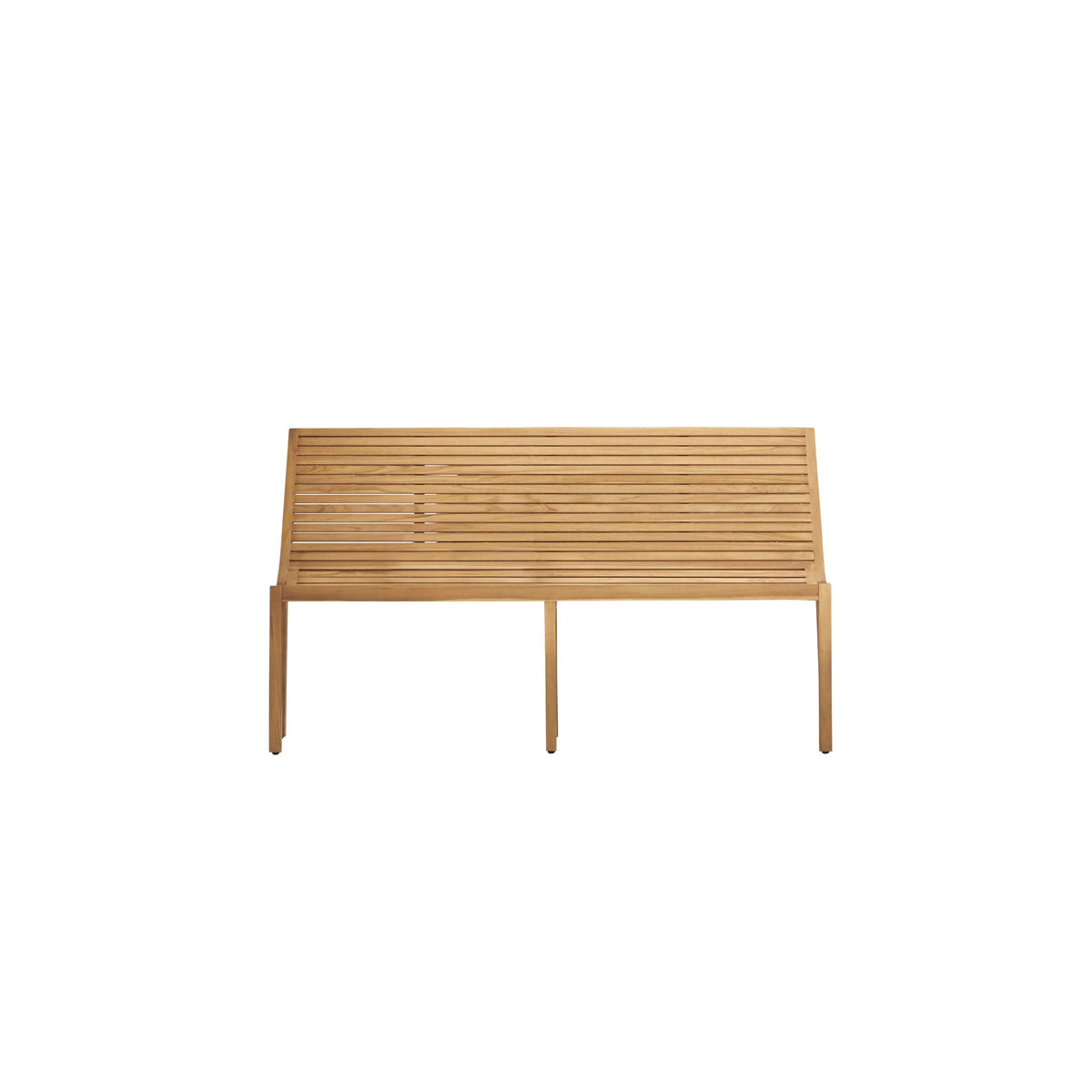 Tikamoon Teo 2-seater outdoor bench in solid teak, styled on a garden terrace