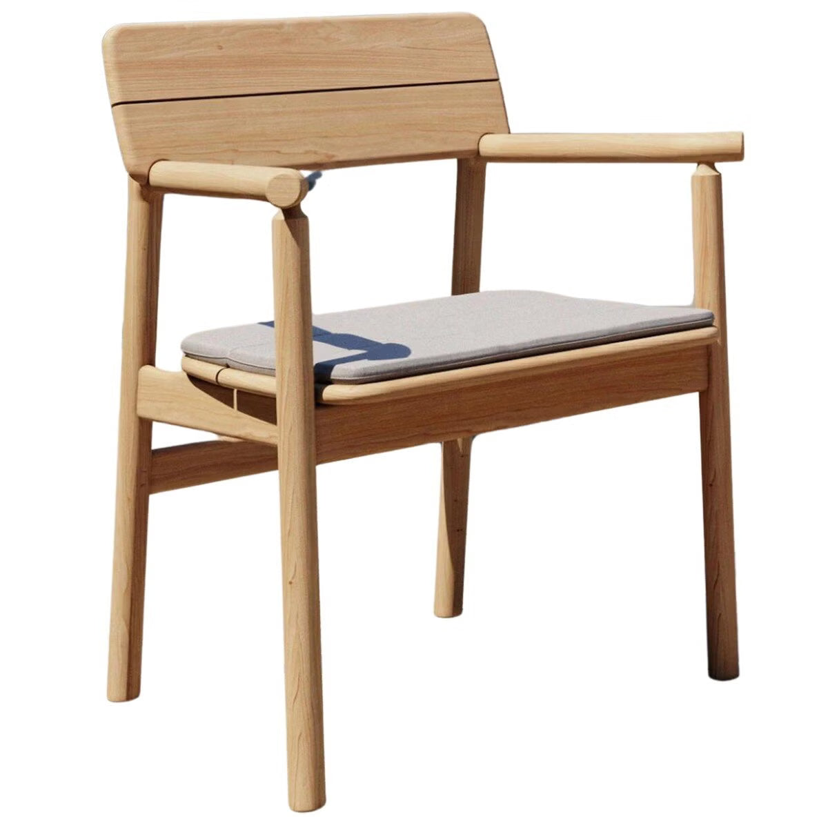 Case Tanso armchair in teak with its chair cushion in light gray