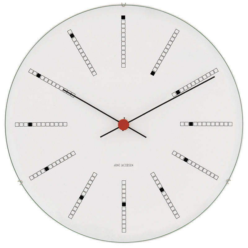 Arne Jacobsen Bankers Wall Clock White/Black/Red