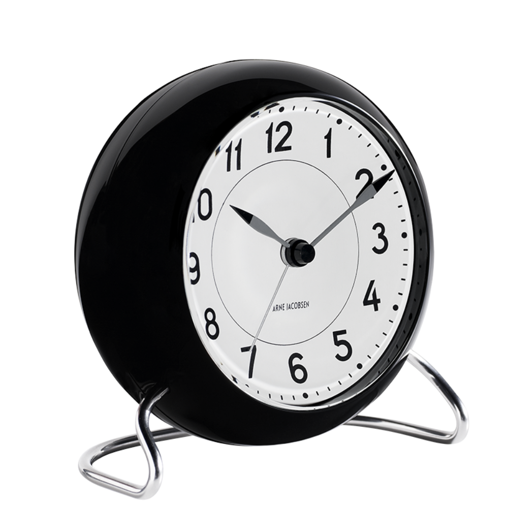Arne Jacobsen Station Table Clock in White/Black