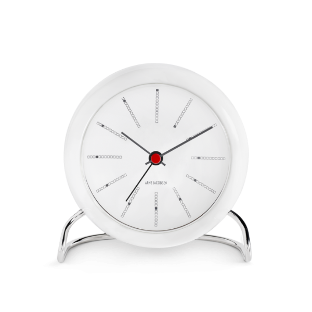 Arne Jacobsen Bankers Table Clock, Ø: 4.3" in White