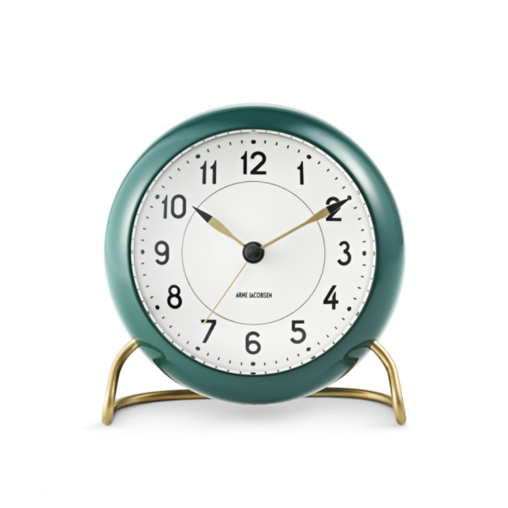 Arne Jacobsen Station Table Clock in Green/White