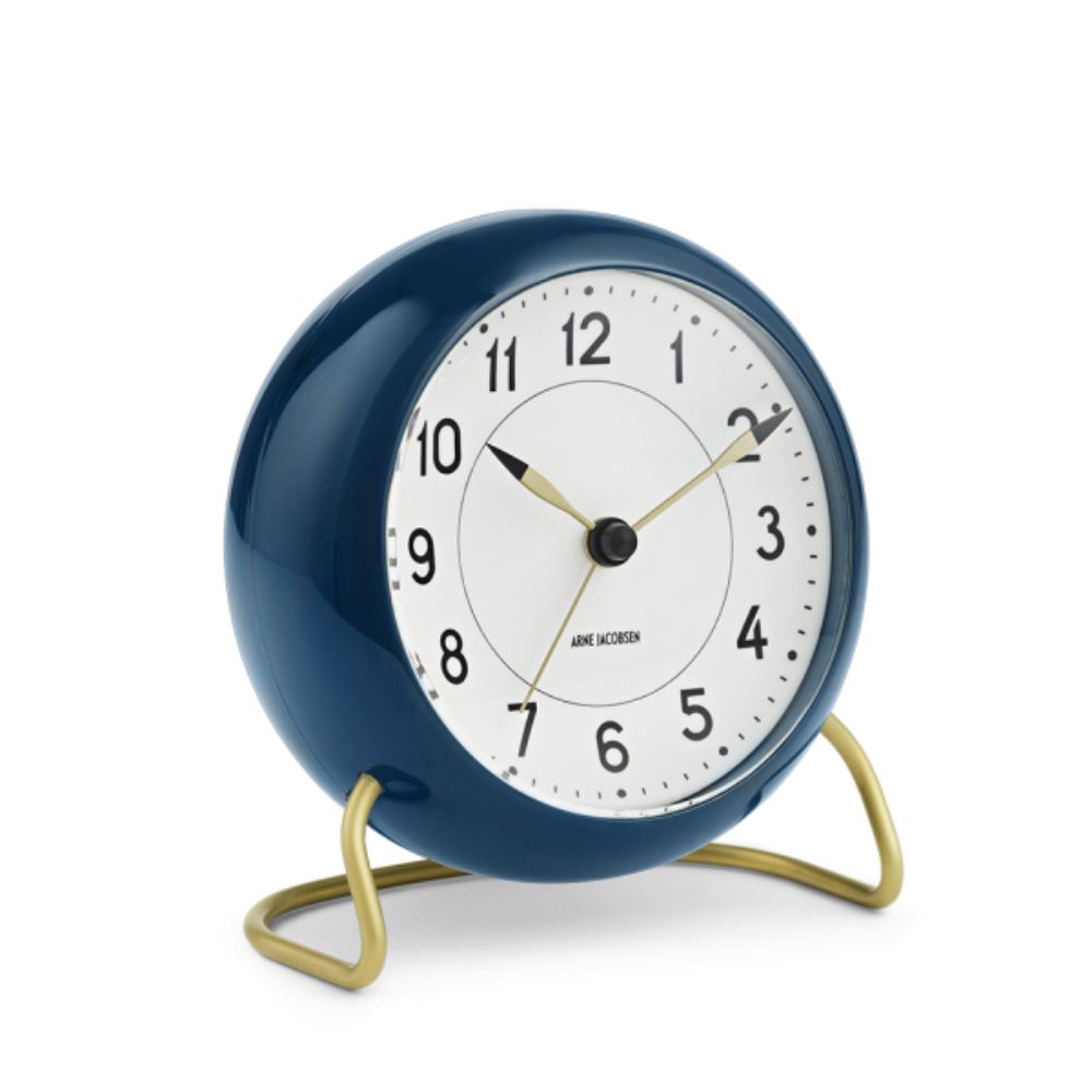 Arne Jacobsen Station Table Clock in Teal/White