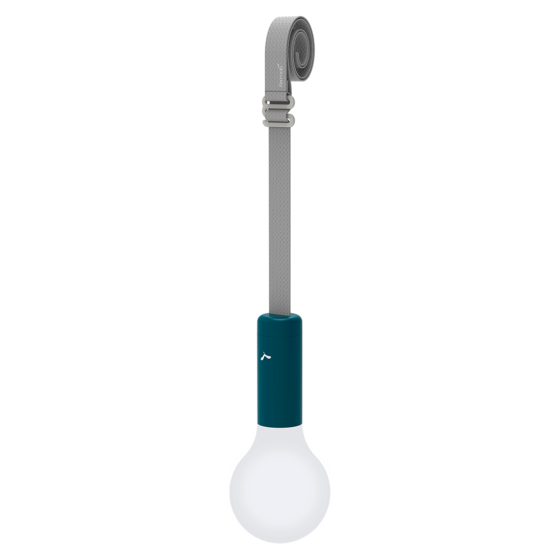 Fermob Aplô Lamp H.9 in. + Suspension Strap in Acapulco Blue powder-coated steel, outdoor lighting from France