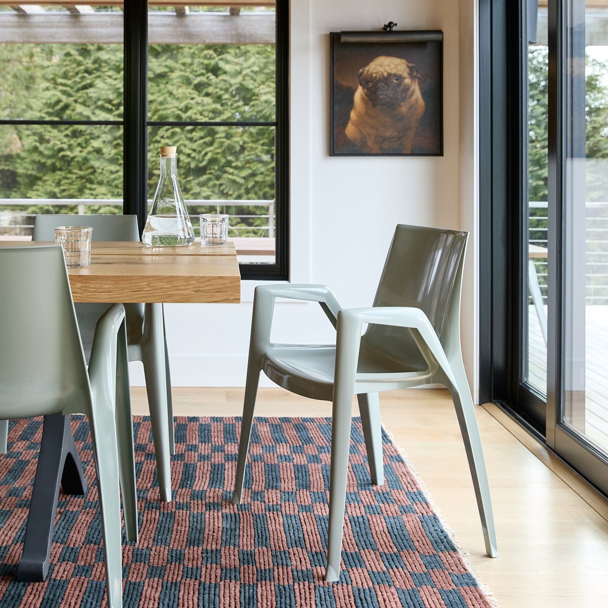 Heller ArcoBellini Chair, styled in a dining setting, designed by Mario Bellini, Compasso d'Oro winner