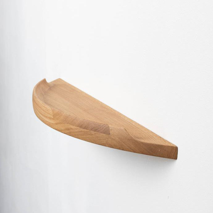 Aakjaer Arcus Shelf Medium in natural oiled oak, a 35.4 in floating solid oak wall shelf