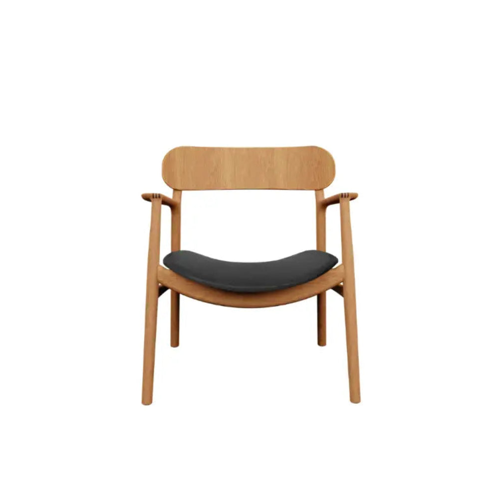 Bent Hansen Asger Lounge Chair in oiled oak, black leather seat, oak and leather