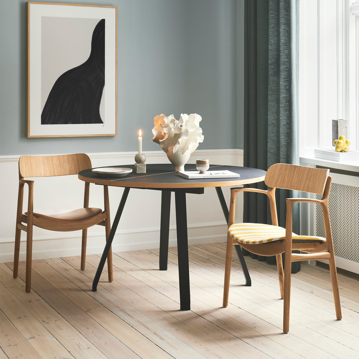 Bent Hansen Asger Dining Chair in oiled oak, styled in an interior setting, oak