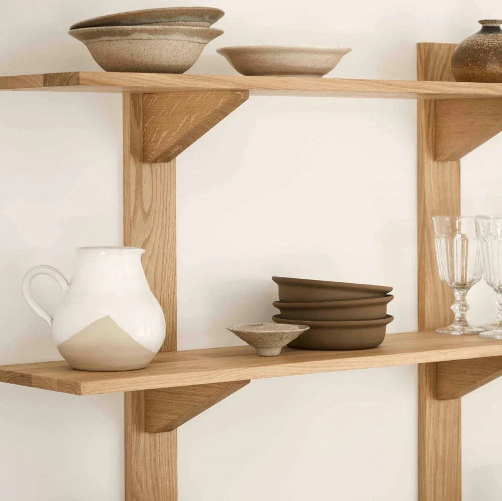 FDB Møbler Shelves in solid oak, designed by Laura Bilde