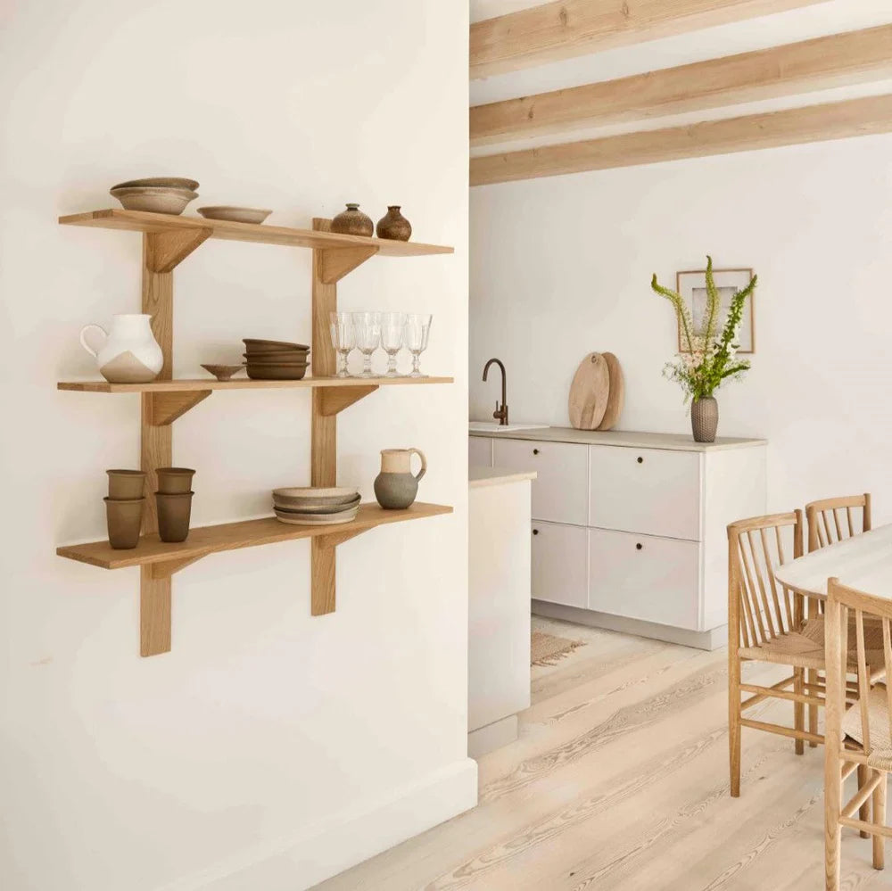 FDB Møbler Shelves in solid oak, designed by Laura Bilde