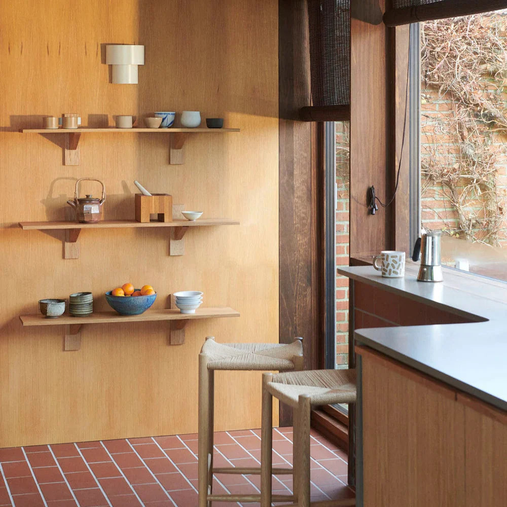 FDB Møbler Shelves in solid oak, designed by Laura Bilde