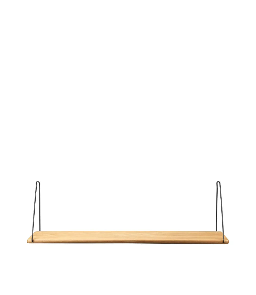 FDB Møbler Shelf With brackets in black-stained solid oak, designed by Ejvind A. Johansson