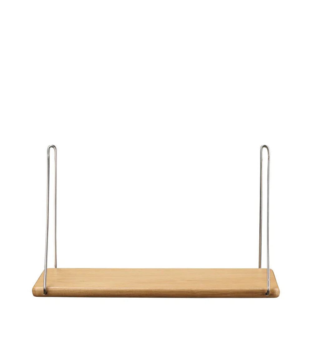 FDB Møbler Shelf With brackets in solid oak (brushed stainless), designed by Ejvind A. Johansson