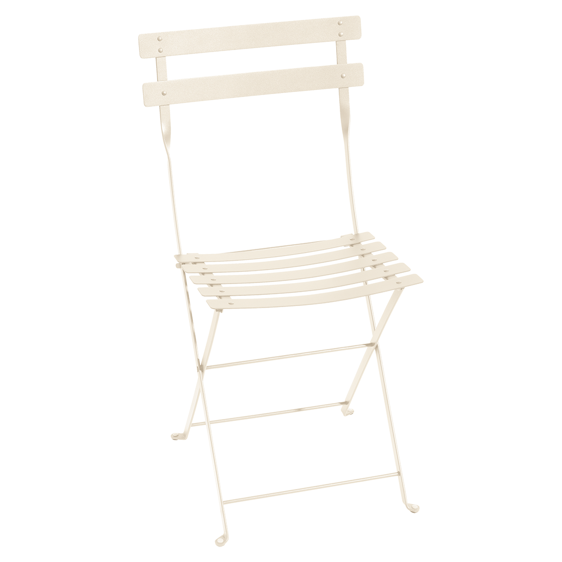 Fermob Bistro Metal Chair in Latte Beige powder-coated steel, the 1889 Parisian cafe archetype