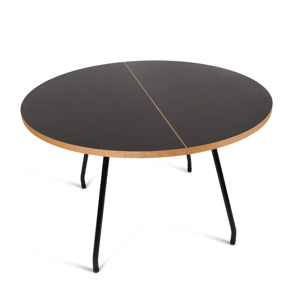 Bent Hansen Primum Table in black linoleum with black powder-coated steel legs, round without leaves