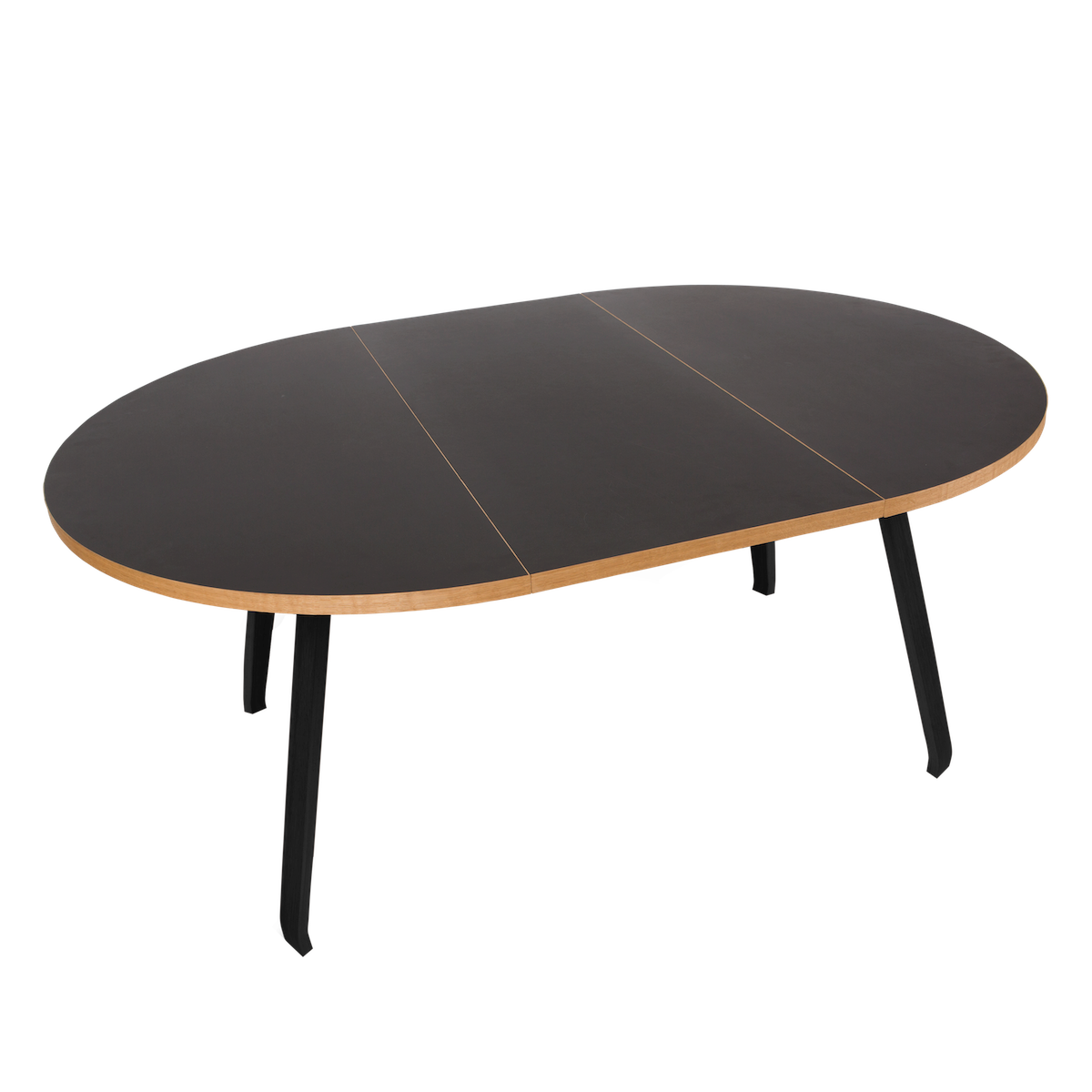 Bent Hansen Primum Table in black linoleum with black-lacquered beech legs, extended with two linoleum leaves