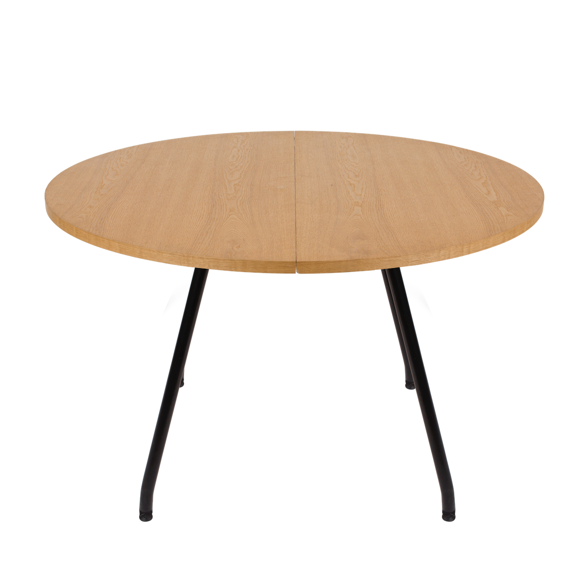 Bent Hansen Primum Table in oak veneer with black powder-coated steel legs, round without leaves