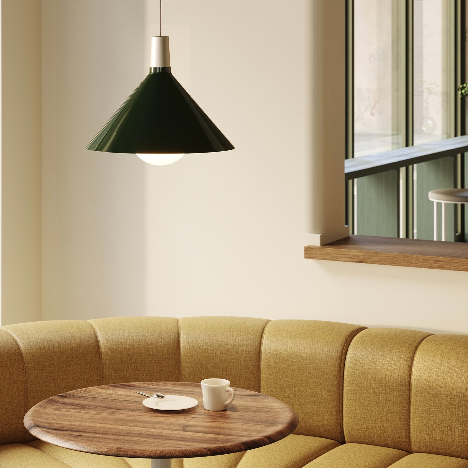 Tala Bower Pendant Light, Medium, in Dark Green — angled view