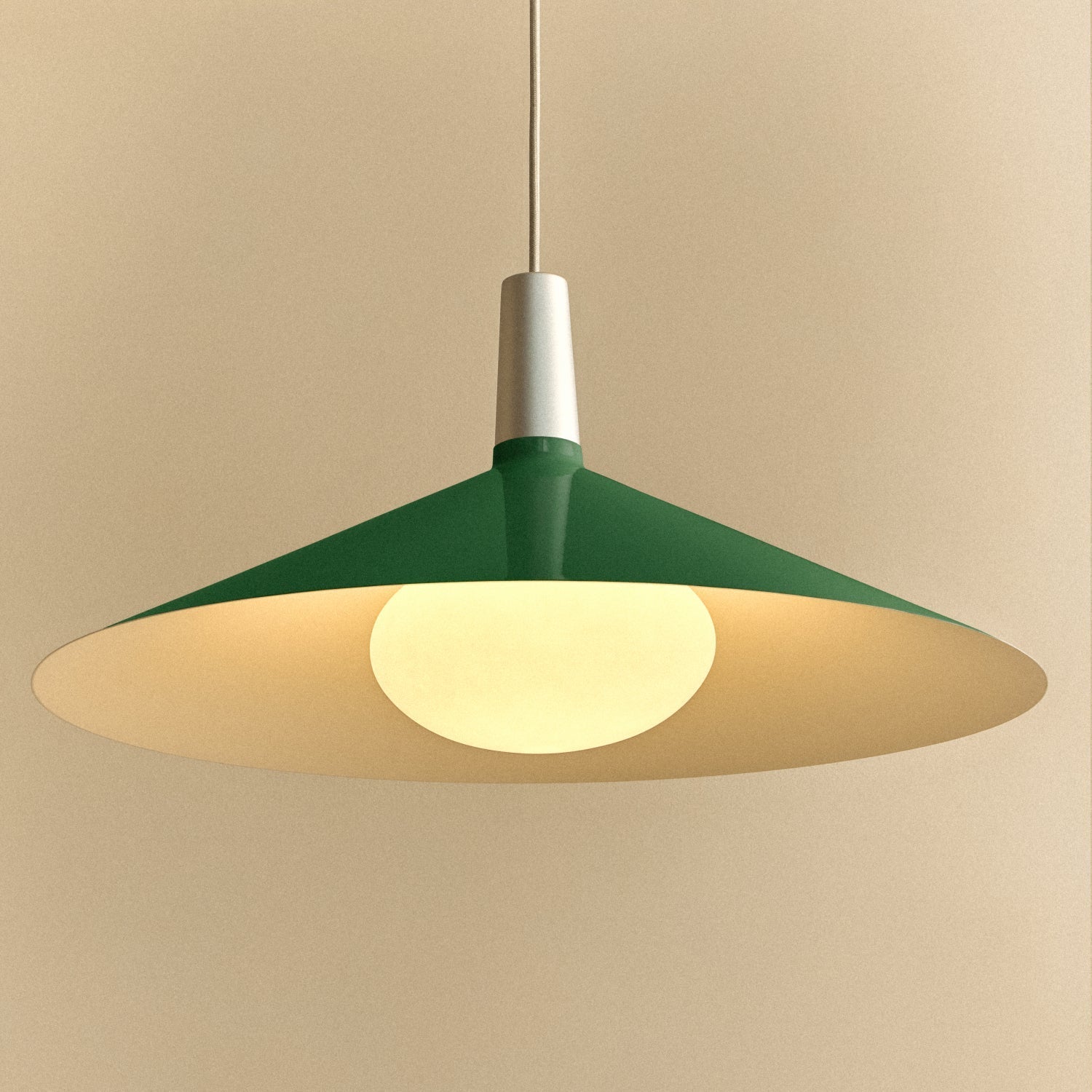Tala Bower Pendant Light, Large, in Dark Green + Oval II — close-up of shade