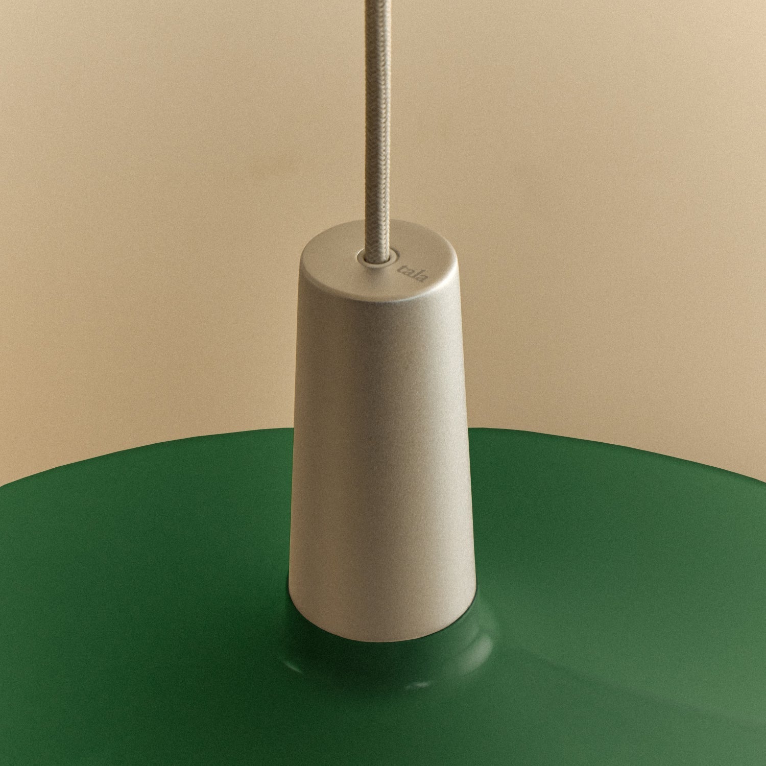 Bower Pendant Light Large by Tala in Dark Green, underside view of the E26 socket