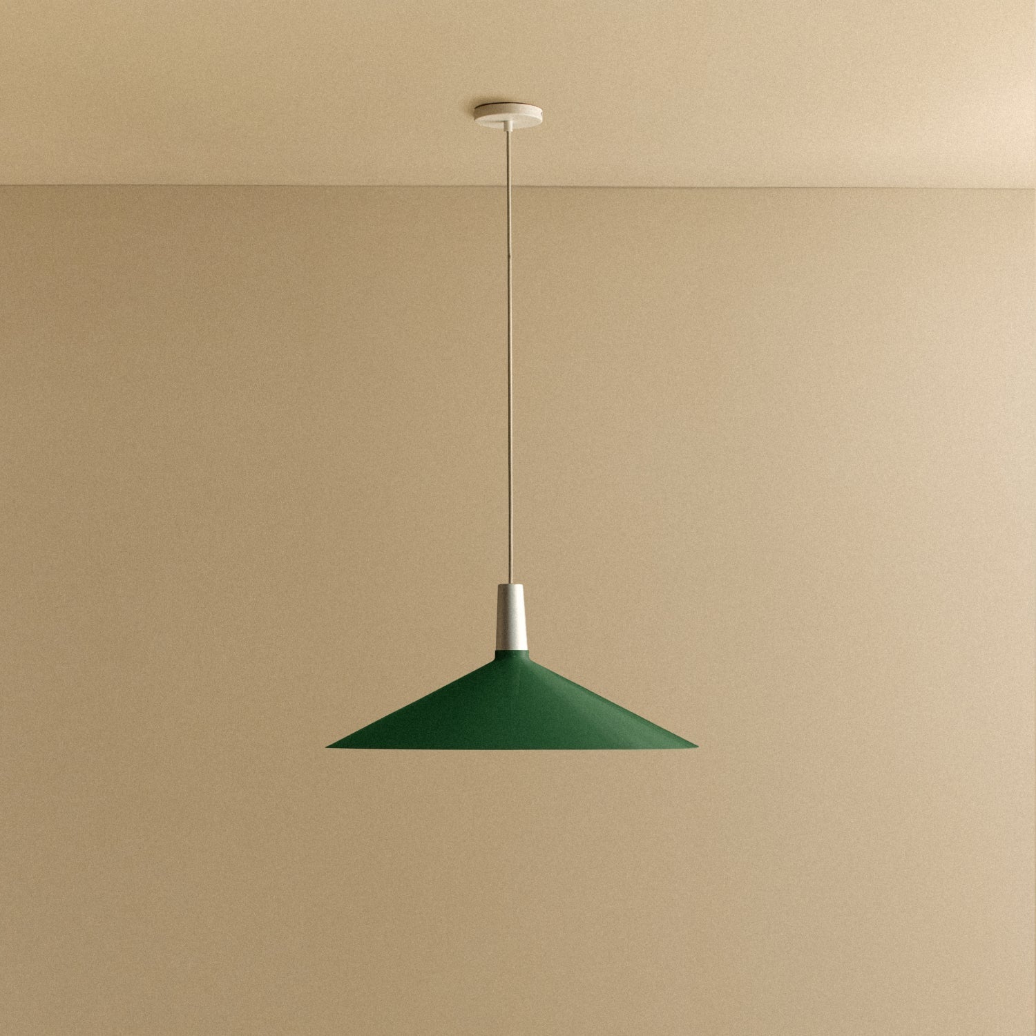 Bower Pendant Light Large by Tala in Dark Green, front view of the spun-aluminium dome