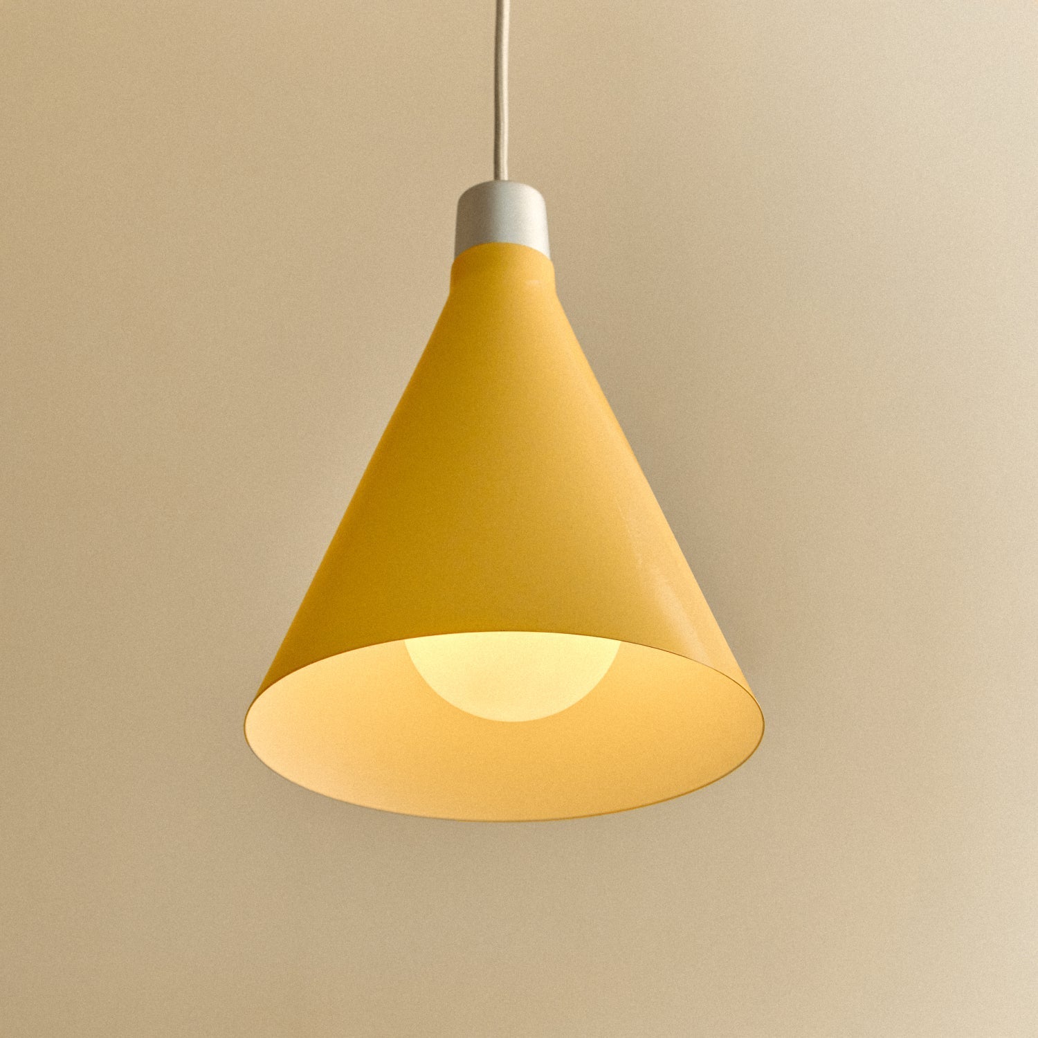 Tala Bower pendant light, small, Yellow + Sphere III — side profile